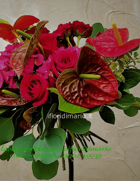 BOUQUET MIX-fiori rossi- COME DA FOTO