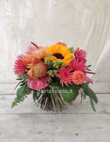 BOUQUET MISTO TONALITA' DELL'ARANCIO SALMONE-ROSA