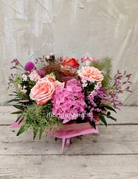 BOUQUET MIX ORTENSIE E ROSE